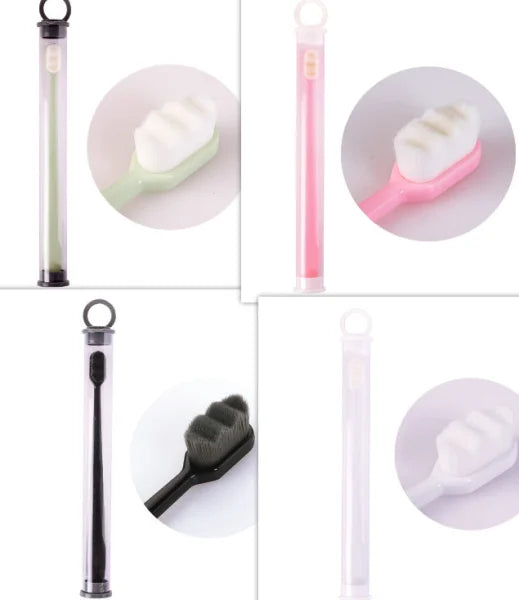 Home Ultra-Fine Toothbrush in Wavy Pink with Super Soft Bristles - Himpall