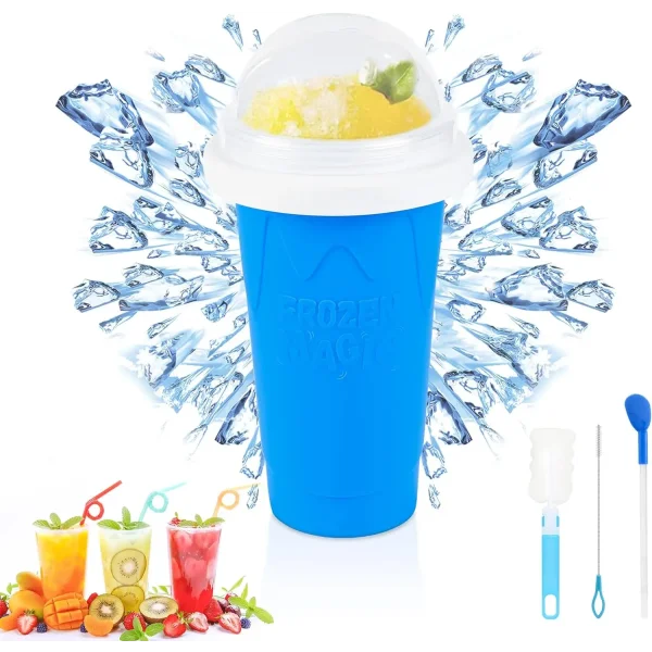 Homemade Smoothie Cup Multifunctional Slushy Maker Cup for Treats - Blue