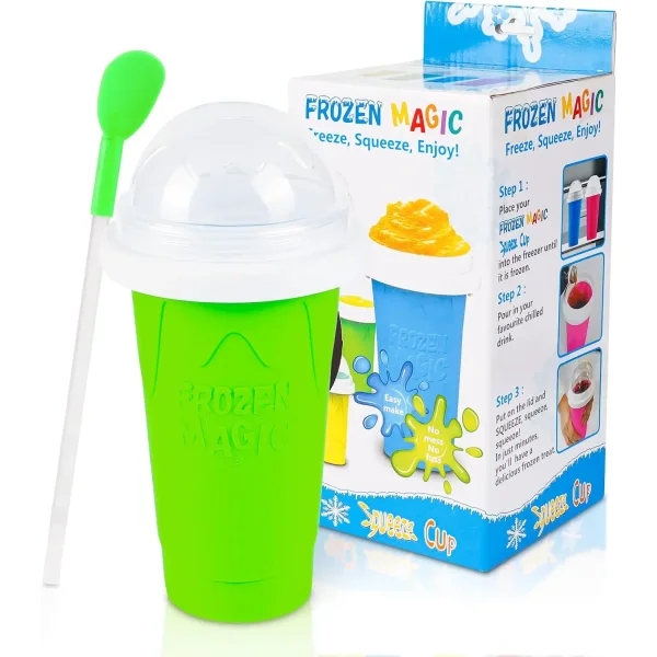 Homemade Smoothie Cup Multifunctional Slushy Maker Cup for Treats - green