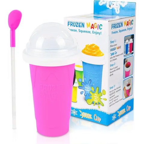 Homemade Smoothie Cup Multifunctional Slushy Maker Cup for Treats - Pink