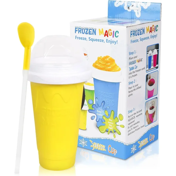 Homemade Smoothie Cup Multifunctional Slushy Maker Cup for Treats - Yellow