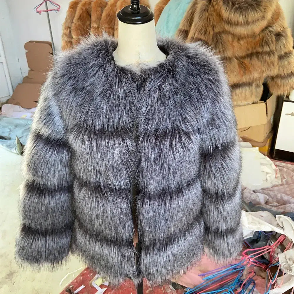 HOOOFUR Faux Fur Coat Women’s Jacket Winter Fashion Warm Thick Fox Raccoon Leather Brown Plus Size Especially Fake Fur
