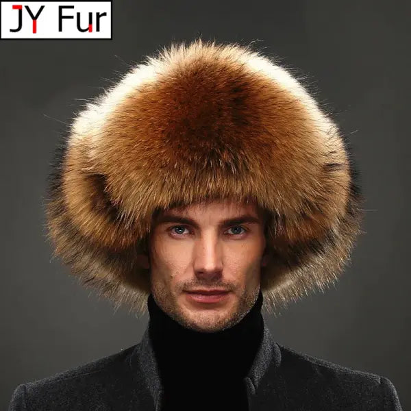 Hot high-end luxury fur hat Men’s fox fur hat Lei Feng cap ear cap fur necessary hat Real fur hat 100% Sheepskin top