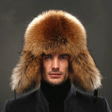 Hot high-end luxury fur hat Men’s fox fur hat Lei Feng cap ear cap fur necessary hat Real fur hat 100% Sheepskin top