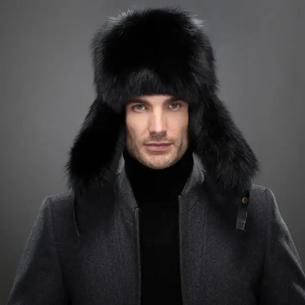 Hot high-end luxury fur hat Men’s fox fur hat Lei Feng cap ear cap fur necessary hat Real fur hat 100% Sheepskin top