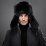 Hot high-end luxury fur hat Men’s fox fur hat Lei Feng cap ear cap fur necessary hat Real fur hat 100% Sheepskin top