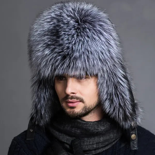 Hot high-end luxury fur hat Men’s fox fur hat Lei Feng cap ear cap fur necessary hat Real fur hat 100% Sheepskin top