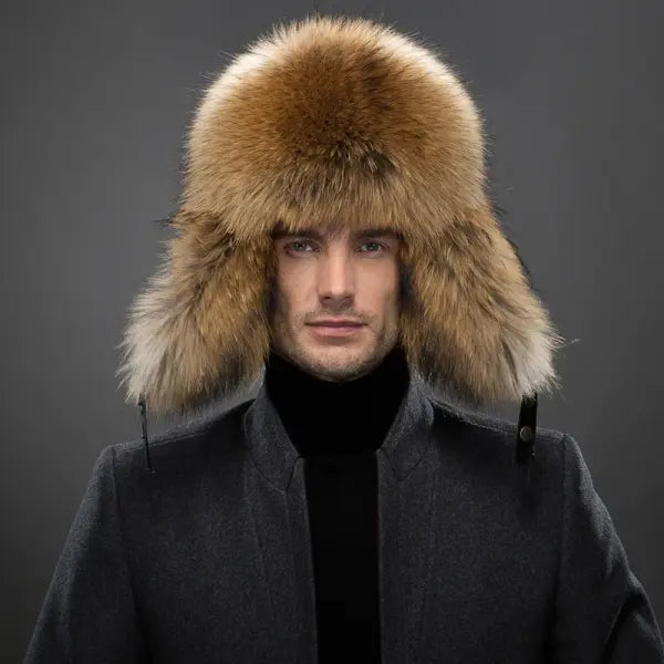 Hot high-end luxury fur hat Men’s fox fur hat Lei Feng cap ear cap fur necessary hat Real fur hat 100% Sheepskin top