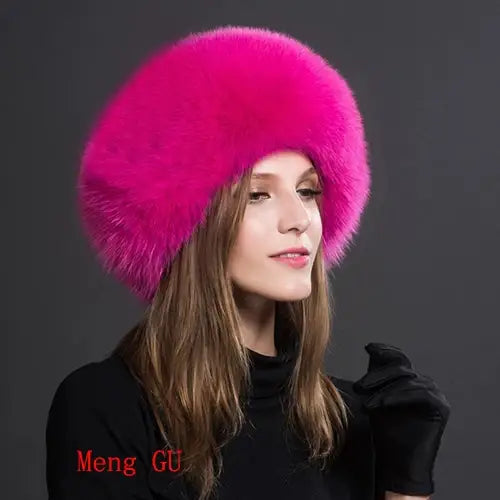 Hot Sale 100% natural Fox Fur Hat Women Cap Thick Fur Cap Winter Warm Hat Female Fashion For Women Hat With Earmuffs