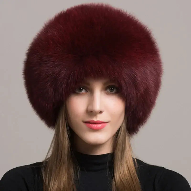 Hot Sale 100% natural Fox Fur Hat Women Cap Thick Fur Cap Winter Warm Hat Female Fashion For Women Hat With Earmuffs