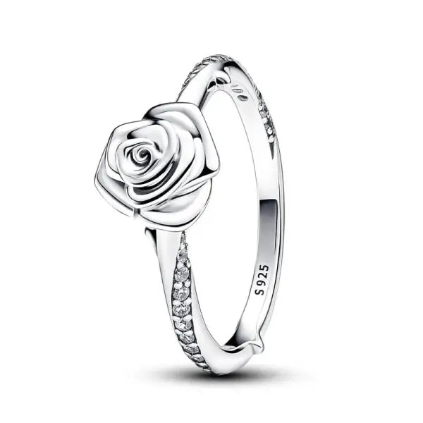 925 Sterling Silver “Rose in Bloom” Ring – Exquisite Women’s Fashion Jewelry for Wedding Party & Gift