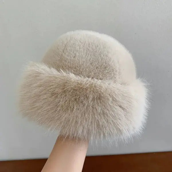 Women’s Winter Fur Hat – Warm Faux Fox Ski Cap Thick Windproof Russian Style Ear Warmer Bonnet - A1