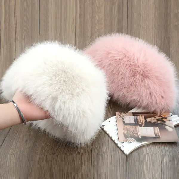 Women’s Winter Fur Hat – Warm Faux Fox Ski Cap Thick Windproof Russian Style Ear Warmer Bonnet