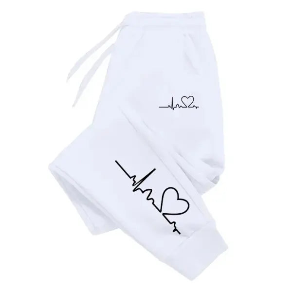 Women’s Heart Print Graphic Sweatpants - Cute Coquette Aesthetic Joggers - Soft Fleece Streetwear Tracksuit Trousers