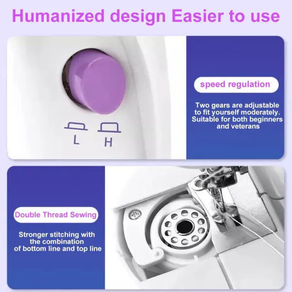 Household 202Mini Sewing Machines Handheld Sewing Machine Light and Speed Control for Beginner DIY Home Sewing