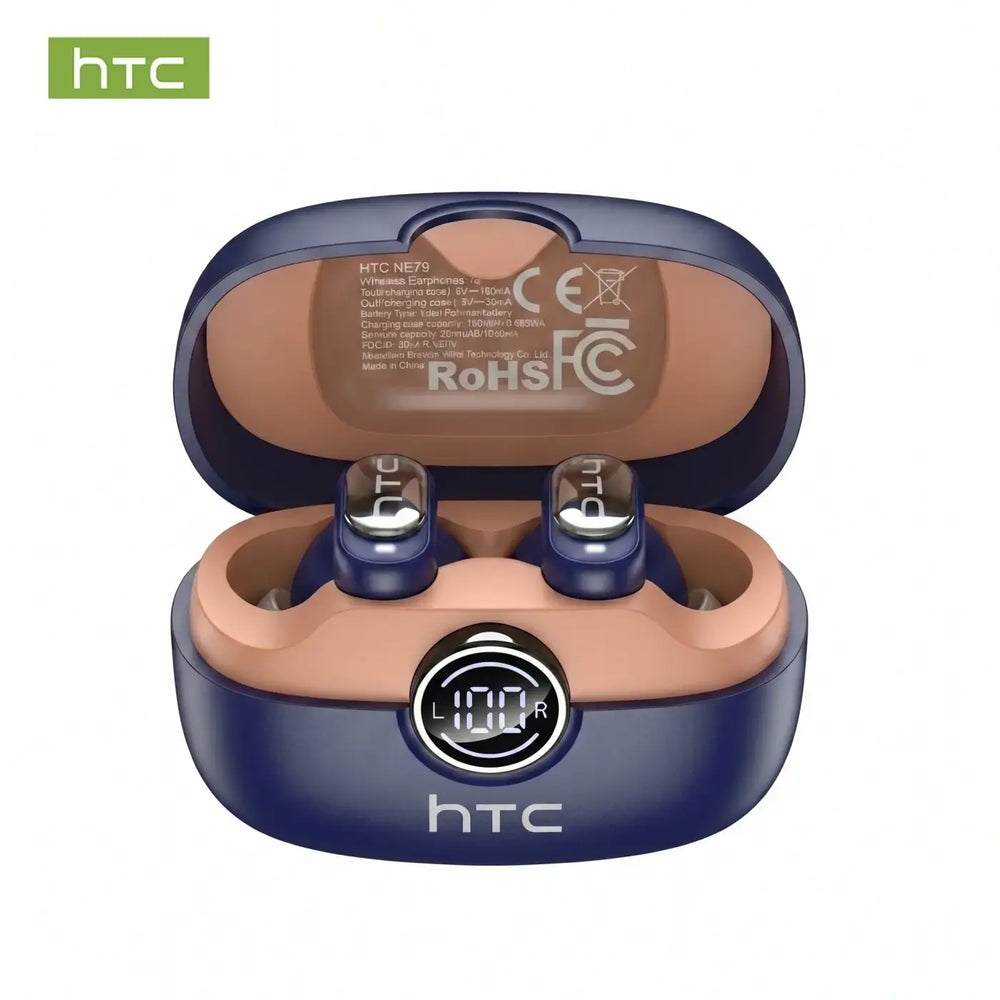 HTC NE79 TWS Bluetooth Earbuds with ENC Noise Cancellation for AI Translation - Blue orange