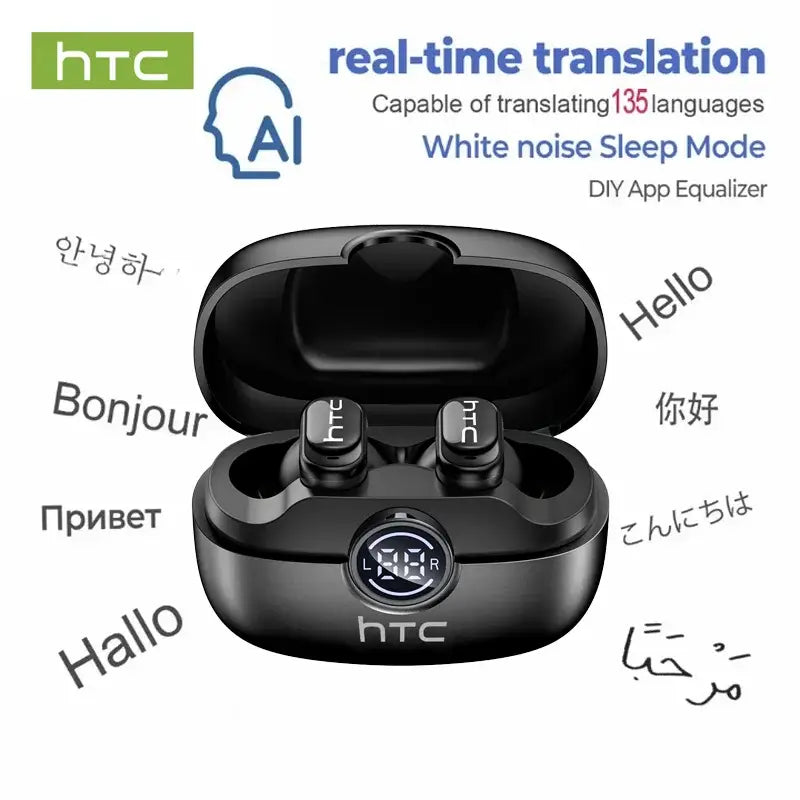 HTC NE79 TWS Bluetooth Earbuds with ENC Noise Cancellation for AI Translation - Black AI