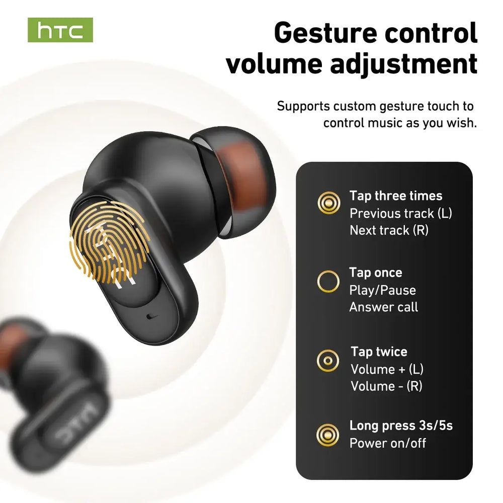 HTC NE79 TWS Bluetooth Earbuds with ENC Noise Cancellation for AI Translation