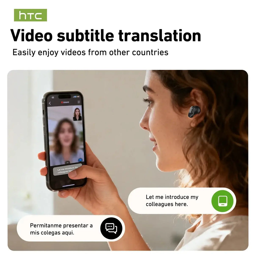 HTC NE79 TWS Bluetooth Earbuds with ENC Noise Cancellation for AI Translation