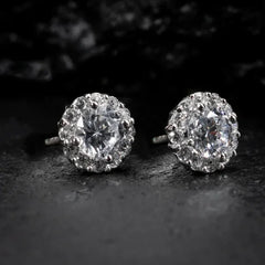 Huitan CZ Stud Earrings for Women & Men – Silver Trendy Gift Jewelry - Himpall