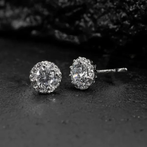 Huitan CZ Stud Earrings for Women & Men – Silver Trendy Gift Jewelry - Himpall