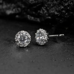 Huitan CZ Stud Earrings for Women & Men – Silver Trendy Gift Jewelry - Himpall