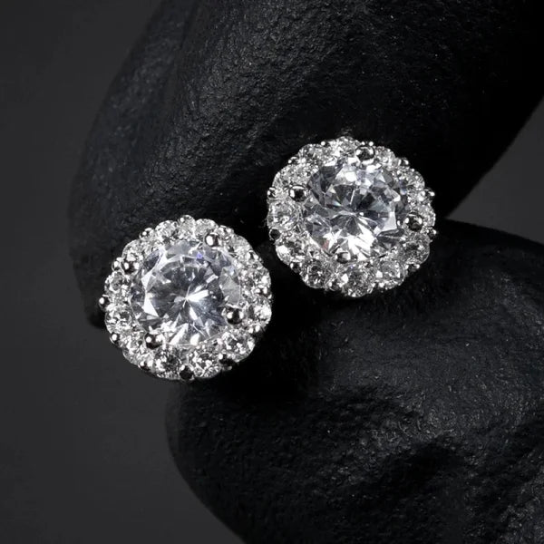 Huitan CZ Stud Earrings for Women & Men – Silver Trendy Gift Jewelry - Himpall