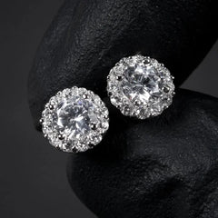 Huitan CZ Stud Earrings for Women & Men – Silver Trendy Gift Jewelry - Himpall