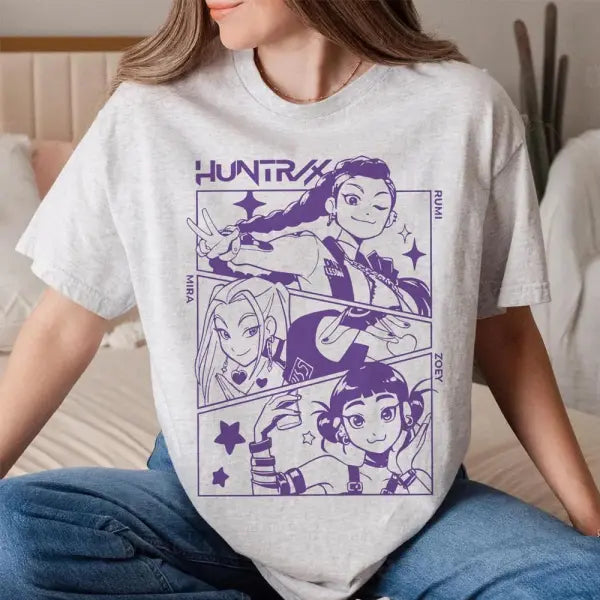 K-pop Demon Hunter Anime T-Shirt - Harajuku Aesthetic Graphic Tee - Gift for Anime and K-pop Fans