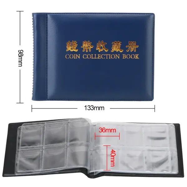 HWZXYXGS 120/60 Pockets Artificial PU Leather Coins Collection Album Book Collecting Money Organizer Storage Bags PVC
