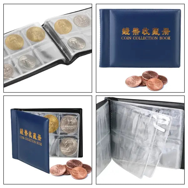 HWZXYXGS 120/60 Pockets Artificial PU Leather Coins Collection Album Book Collecting Money Organizer Storage Bags PVC
