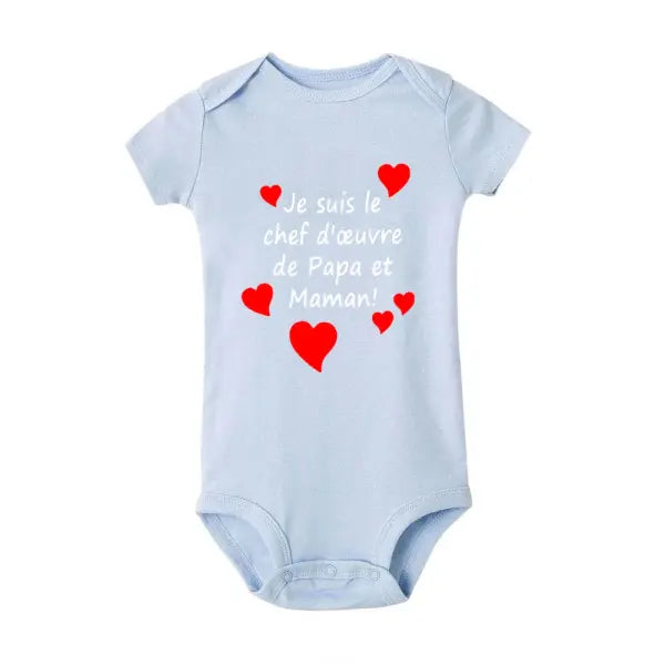 Mom & Dad’s Masterpiece” Baby Romper – Infant Bodysuit for Mother’s Day & Father’s Day Gift - RZ692-SRPLB / 3M