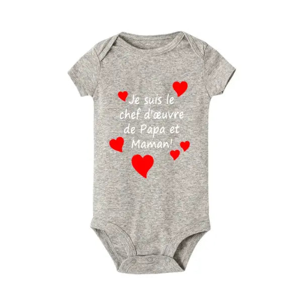 Mom & Dad’s Masterpiece” Baby Romper – Infant Bodysuit for Mother’s Day & Father’s Day Gift