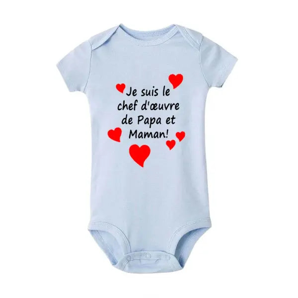 Mom & Dad’s Masterpiece” Baby Romper – Infant Bodysuit for Mother’s Day & Father’s Day Gift