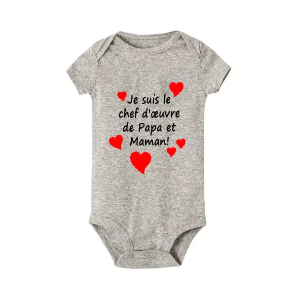 Mom & Dad’s Masterpiece” Baby Romper – Infant Bodysuit for Mother’s Day & Father’s Day Gift - RZ691-SRPGY / 24M