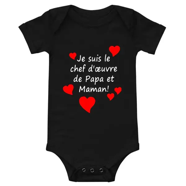 Mom & Dad’s Masterpiece” Baby Romper – Infant Bodysuit for Mother’s Day & Father’s Day Gift - RZ692-SRPBK / 24M