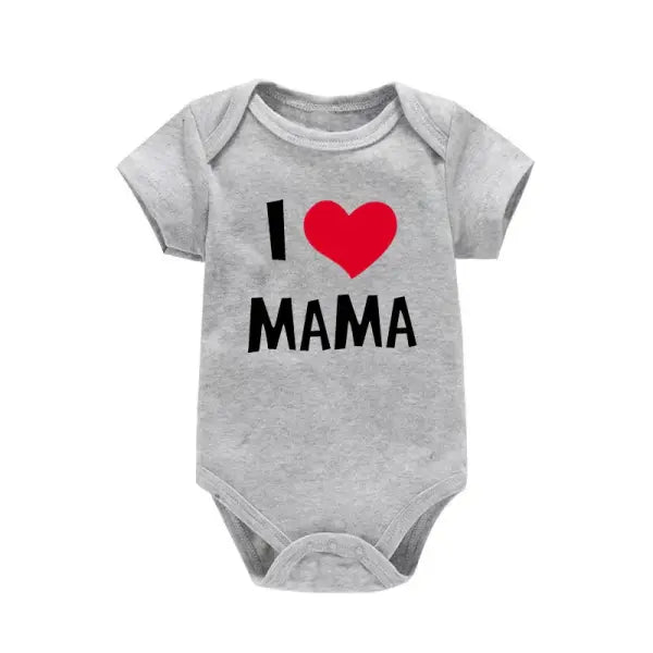 I Love Mama & Papa” Baby Romper – Funny Triangle Onesie for Newborns & Infant T-Shirt Bodysuit - PF0135-H / 3M