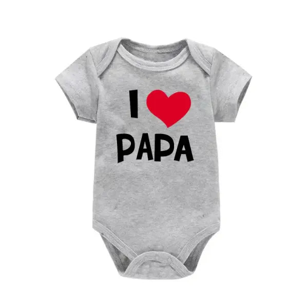 I Love Mama & Papa” Baby Romper – Funny Triangle Onesie for Newborns & Infant T-Shirt Bodysuit - PF0136-H / 3M