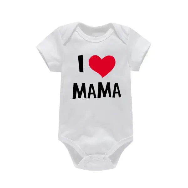 I Love Mama & Papa” Baby Romper – Funny Triangle Onesie for Newborns & Infant T-Shirt Bodysuit - PF0135 / 12M