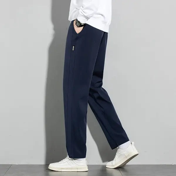 Ice Silk Pants Summer Thin Business Casual Elastic Straight Leg