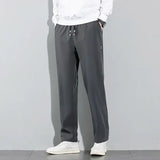 Ice Silk Pants Summer Thin Business Casual Elastic Straight Leg - 4XL / 709-shenhui