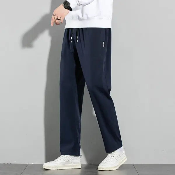 Ice Silk Pants Summer Thin Business Casual Elastic Straight Leg - 5XL / 709-shenlan