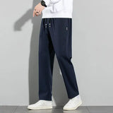 Ice Silk Pants Summer Thin Business Casual Elastic Straight Leg - 5XL / 709-shenlan