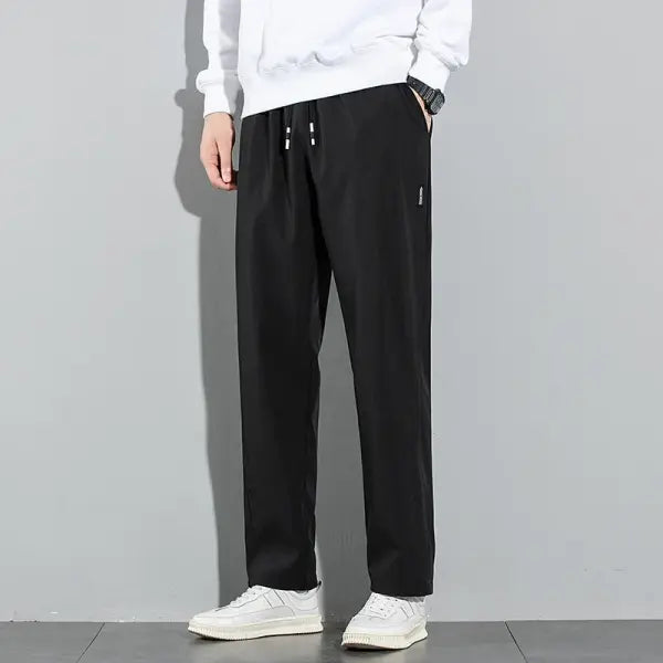 Ice Silk Pants Summer Thin Business Casual Elastic Straight Leg - XXL / 709-hei