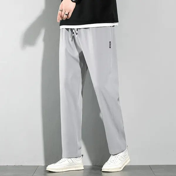 Ice Silk Pants Summer Thin Business Casual Elastic Straight Leg - XXL / 709-qianhui