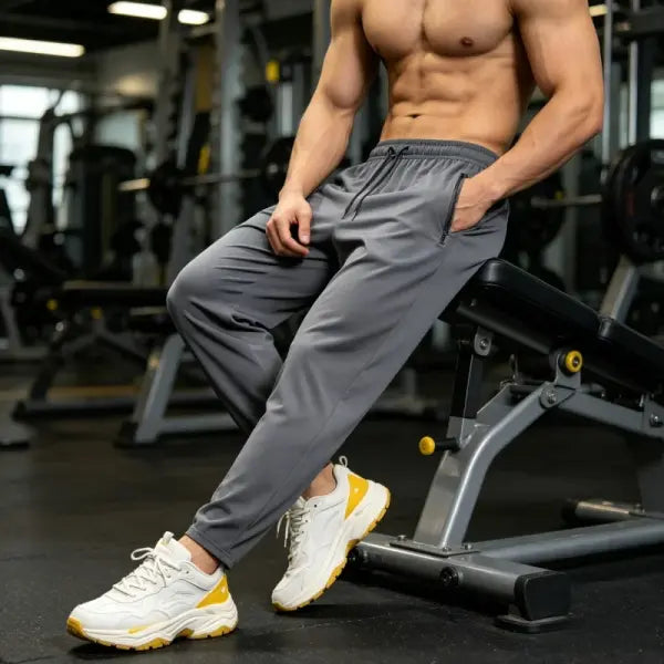 Ice Silk Plus Size Men Sweatpants Lightweight Stretch Daily Commute
