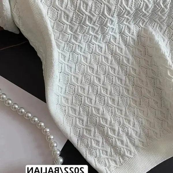 Ice Silk Polo Shirt Knitted Short Sleeve T-Shirt Summer Chic Thin Unique Jacquard Women Tops 2025 Korean Style Women’s