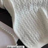 Ice Silk Polo Shirt Knitted Short Sleeve T-Shirt Summer Chic Thin Unique Jacquard Women Tops 2025 Korean Style Women’s