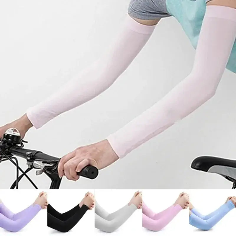 Ice Silk Sleeve Sunscreen Cuff Arm Sleeves Long Gloves Sun UV Protection Hand Protector Cover Anti-Slip Summer Outdoor