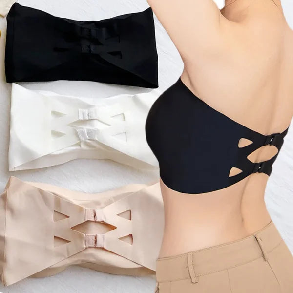 Ice Silk Strapless Bra - Seamless Crop Tube Top Bralette for Women